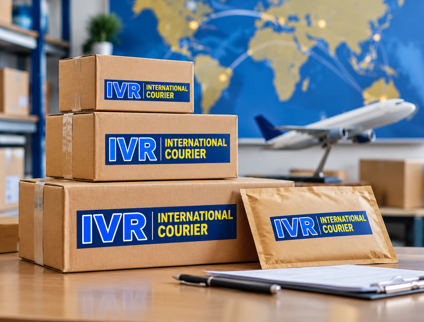 IVR International Courier parcels prepared for worldwide delivery